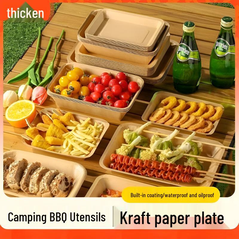 Disposable Rectangular Kraft Paper Serving Trays