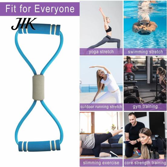 Resistance Band with Handle Figure 8 Fitness Portable Men Women Arm Foam Buckle Shoulder Stretch Strength Training Exercise Elastic Strap Tension Rope