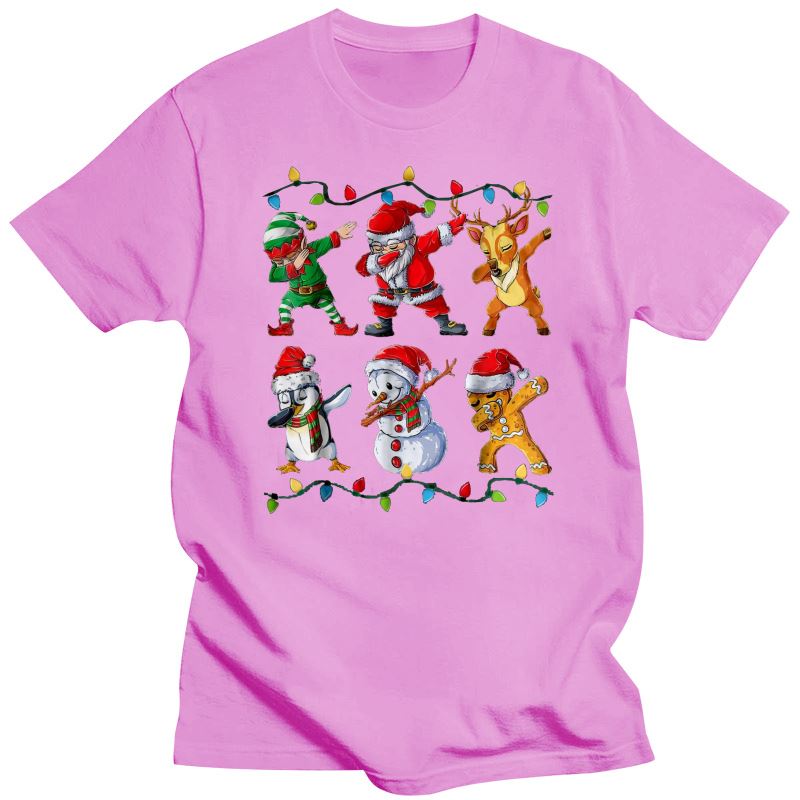 2023 Nové unisexové vtipné tričko Módní tričko Dabbing Elf Santa Sobí Tučňák Sněhulák Perník Unisex vánoční svetr Dámské TS