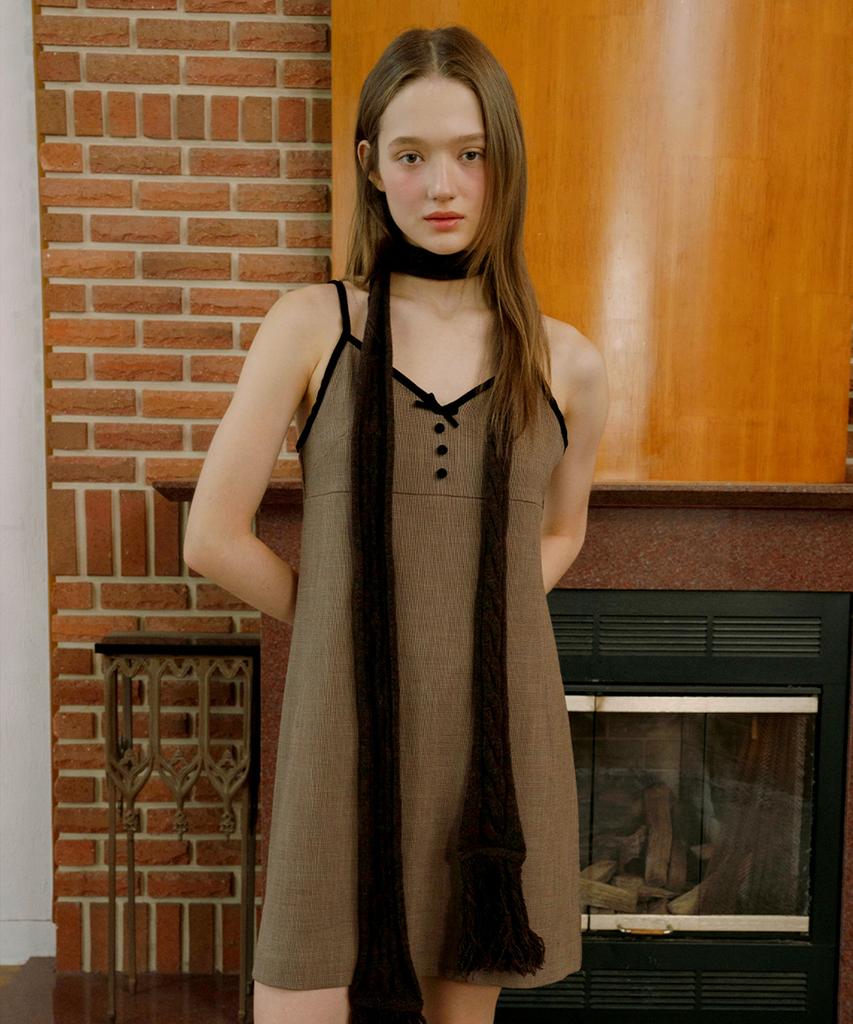 Retera Velvet Ribbon Checked Dress_Brown Check