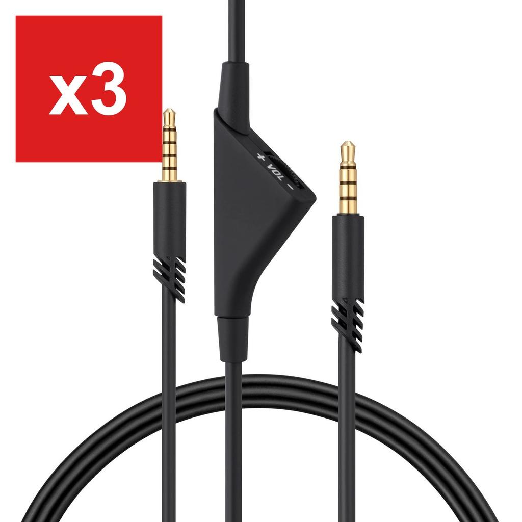 Replacement Earphone Cable by Kwmobile for Logitech Astro A50/A40TR/A40/A30/A10, 200cm with Volume Control, 3.5mm Jack, Black