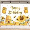 Cartoon Little Bee Theme Background Kids Birthday Party Decoration Honey Sunflowers Daisy Backdrop Newborn Baby Shower Supplies