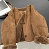 Fur One-piece Thickened Lamb Wool Suede Brown Jacket Jacket Women's Winter Small Man Wear Top