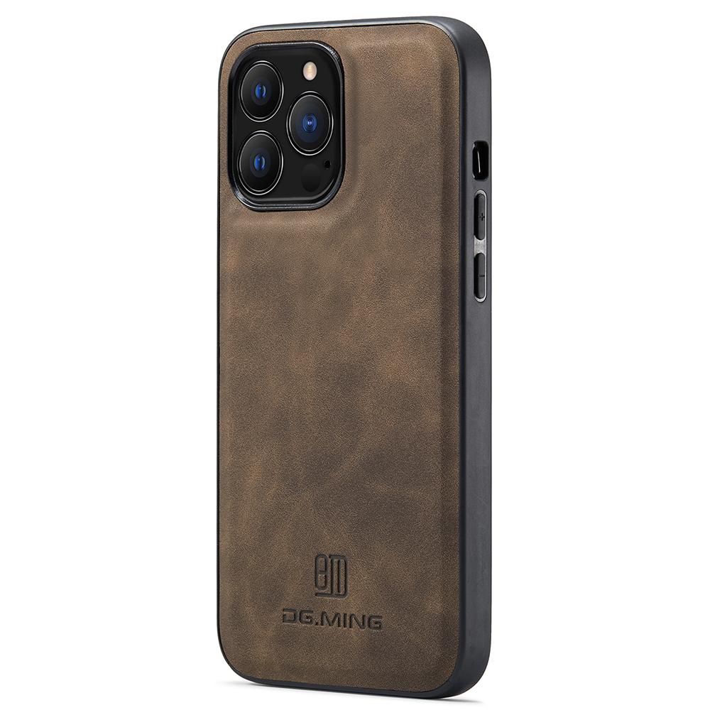 

DG.MING For iPhone 12/12 Pro Case Fall-Proof PU Leather+PC+TPU Back Shell Coffee
