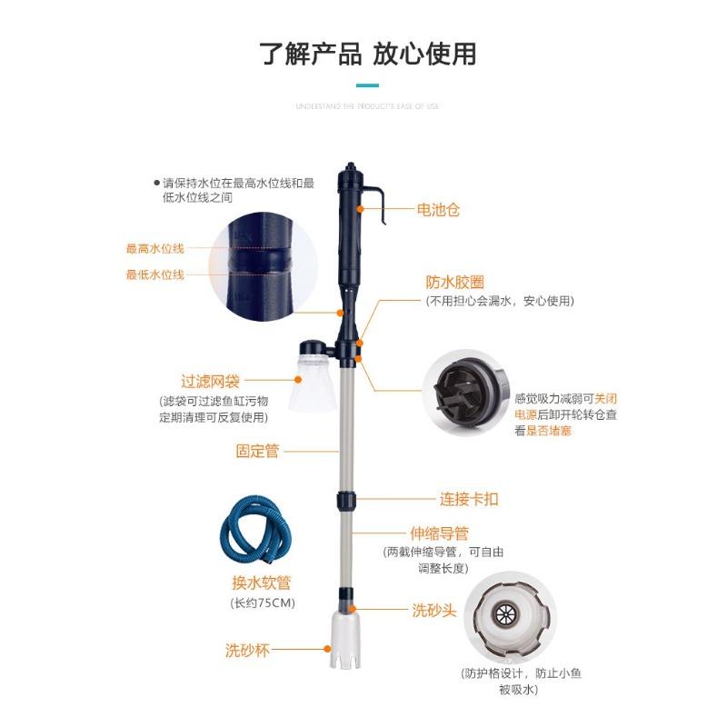 Aquarium Vacuum Cleaner Water Filter Fish Tank Sand Remover Battery Syphon Operated Filter Gravel Cleaner Aquarium Cleaning Tool