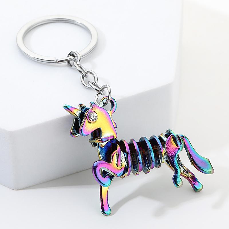 Creative Dinosaur Unicorn Skeleton Keychain Animal Bones Keyring For Women Men Bag Charm Car Key Ring Child Halloween Toy Gifts