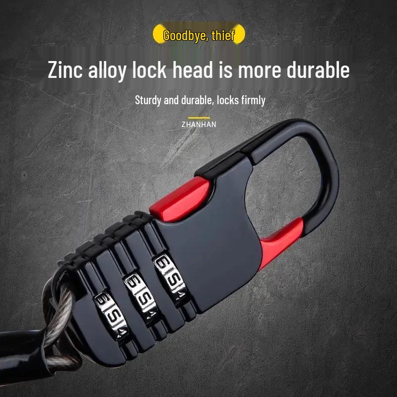 Steel Cable Combination Padlock, Outdoor Electric Vehicle/Bicycle/Helmet Lock, Free Shipping