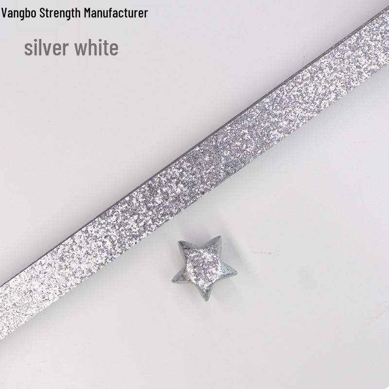 Silver Star Origami Paper Strips with Rhinestones Glitter - Pastel Colors for Lucky Five-Pointed Stars.