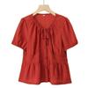 Women's French Short-Sleeve Shirt - 2025 Summer Fashion, Plus Size, Versatile, Age-Defying Top