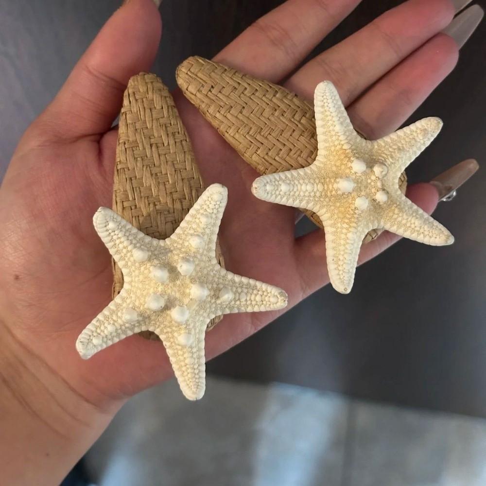 Beach Straw Hat Hairpin Korean Style Weaving Style Barrette Starfish Hair Clip Hair Accessories