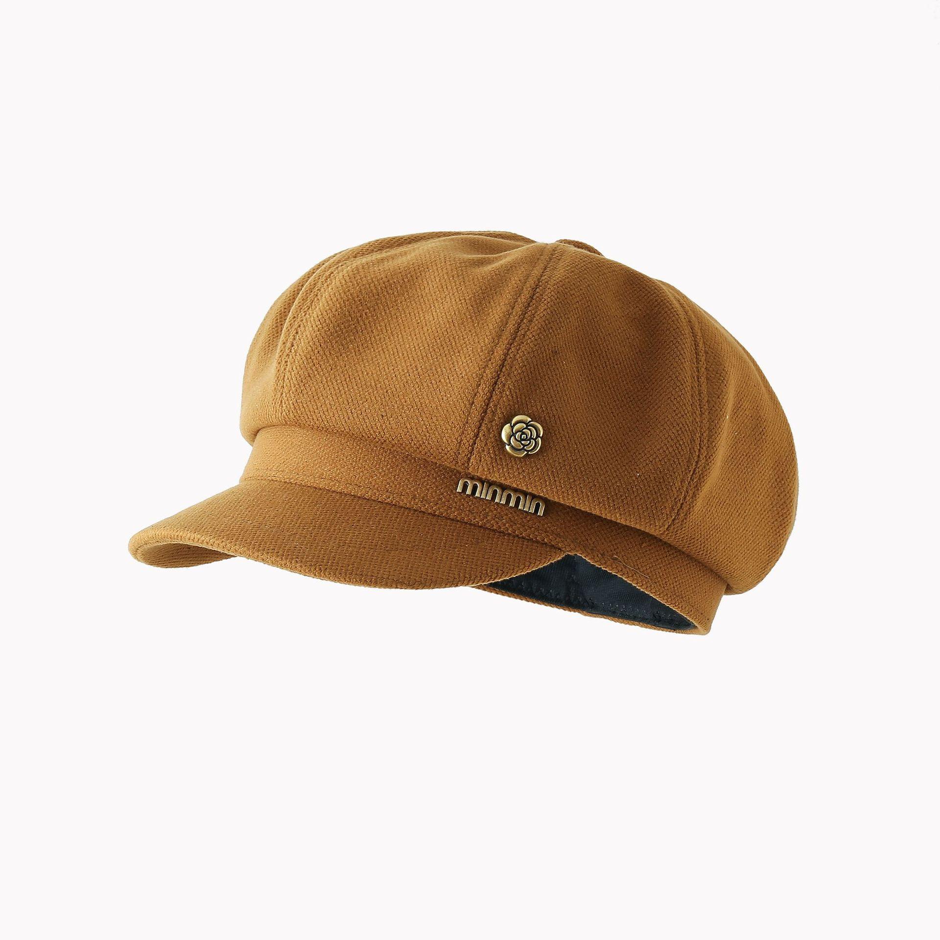 

New Hat for Women s Light Luxury Small Fragrance Style Metallic Standard Octagonal Hat Big Head Circumference Black Versatile Newspaper Boy Hat One Size