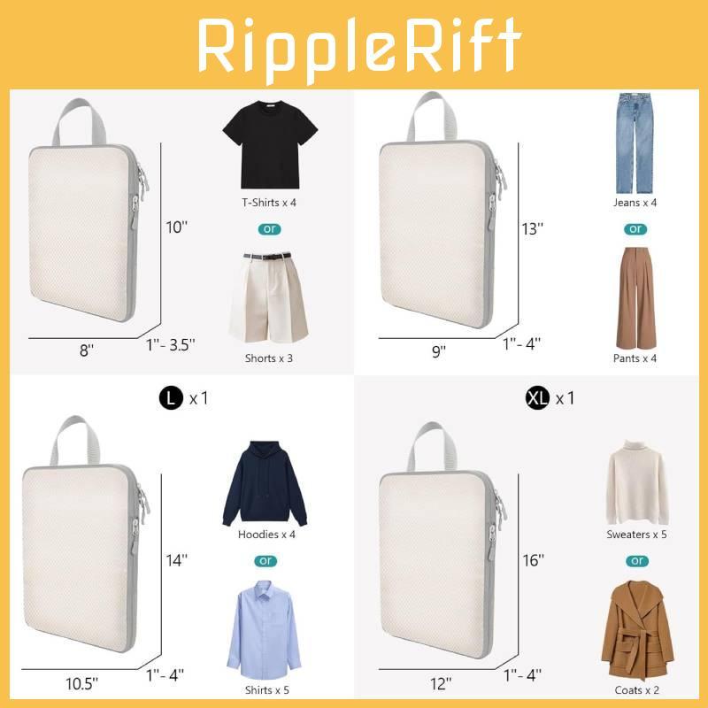 Travel Compression Packing Cubes Eightpiece With Oxford Fabric For Luggage Organization And Suitcase Packing