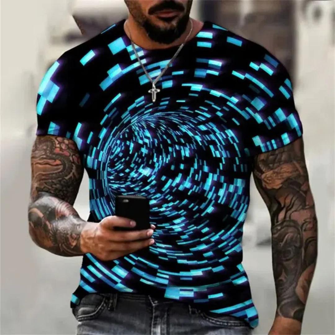 

Мужская футболка с графическим геометрическим узором и металлическим принтом, рубашка с круглым вырезом, одежда с 3D-принтом, повседневная одежда для активного отдыха, винтажная одежда с коротким рукавом 6XL