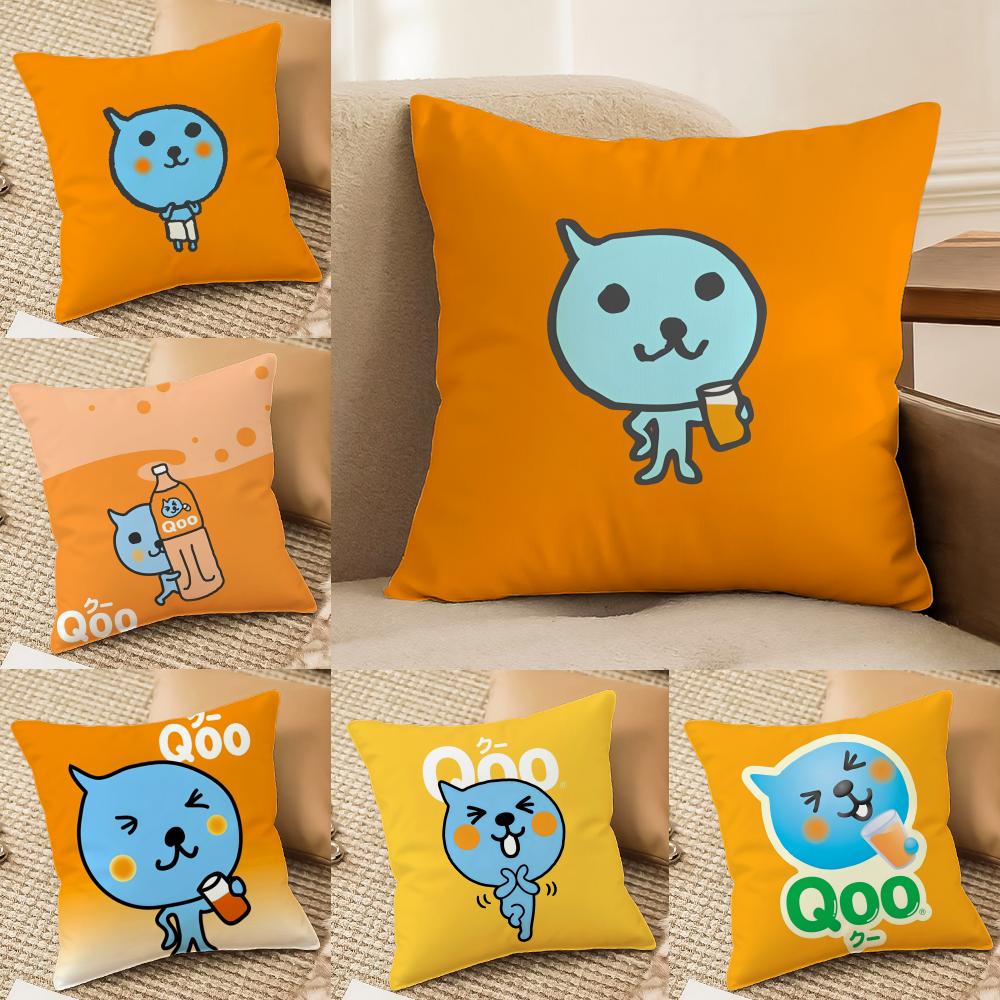Cute QQoos Cushion Cover Short plush Doublesided Print Square Throw Pillow Covers Sofa Home Cushion Decor