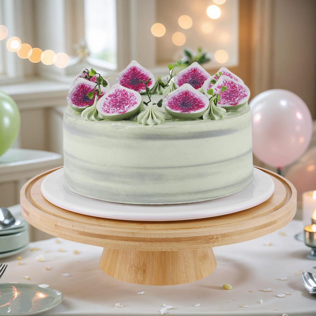 Wood Cake Plate with Clear Dome Lid Non-slip Pastry Stand Wooden Pedestal Stand for Cheese Chips Fruit Platter