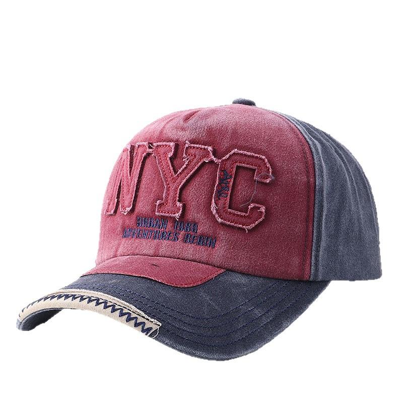 European and American new men's and women's outdoor curved brim baseball cap retro letter NYC sticker personalized cap