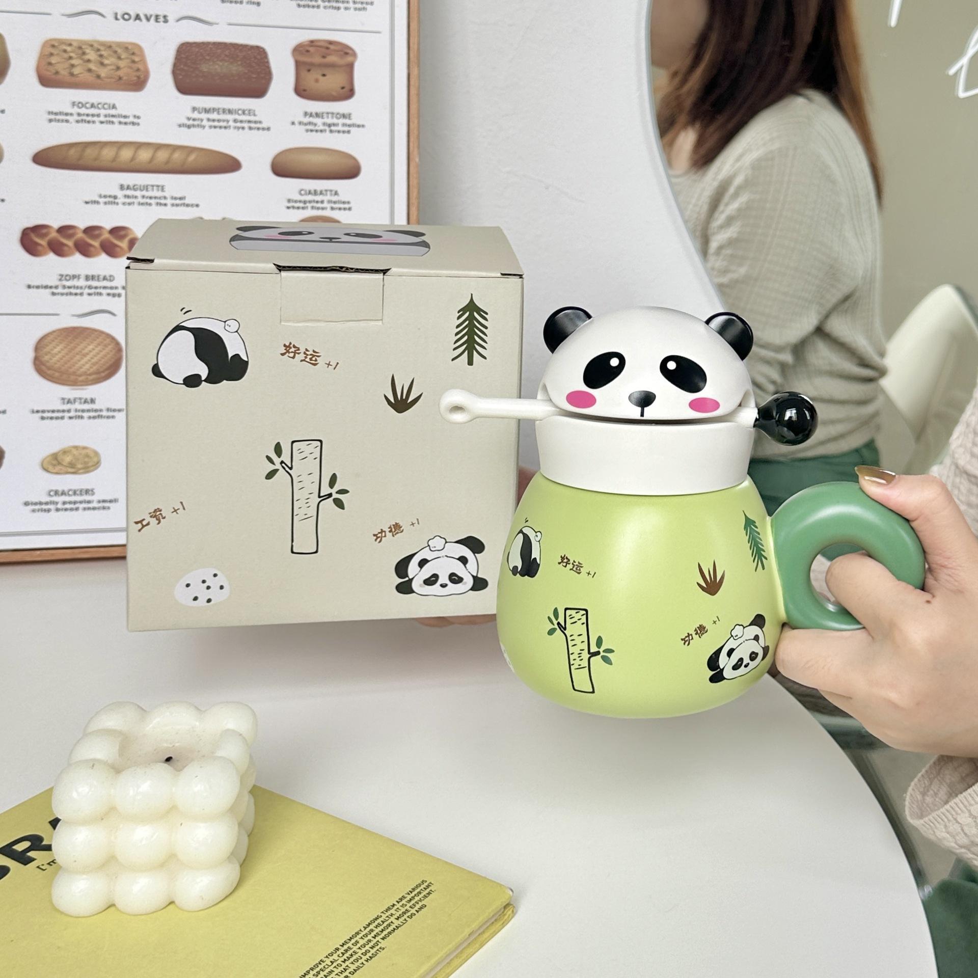 

Творческая керамическая чашка с крышкой, высококачественная бытовая мультяшная большая емкость, офисная пара, чашка для воды с подарком 450-500ml