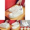 Timeless White Korean Female Flat Leather Sneaker For Sports And Students