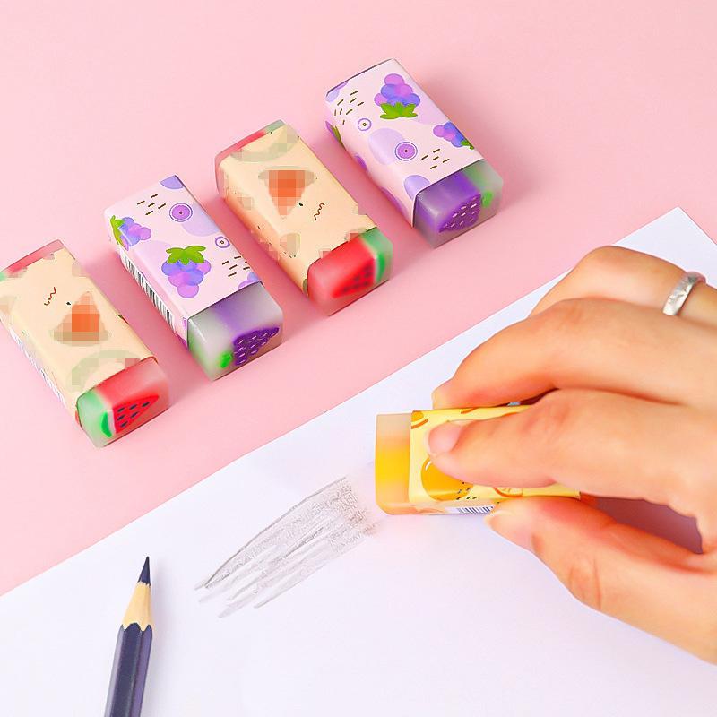 Cute Fruit Jelly Pencil Erasers Non-Toxic Soft Fun Animal Food Shaped Erasers for Kids Student School Stationery Gift