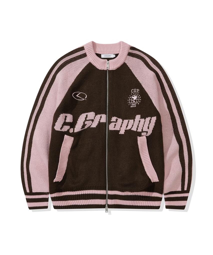 CGP C.Graphy Color Block Knit Zip-Up - Brown