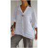 S-5XL Summer Women T Shirt Ladies Tops Loose T-shirt Cotton Linen Button Top
