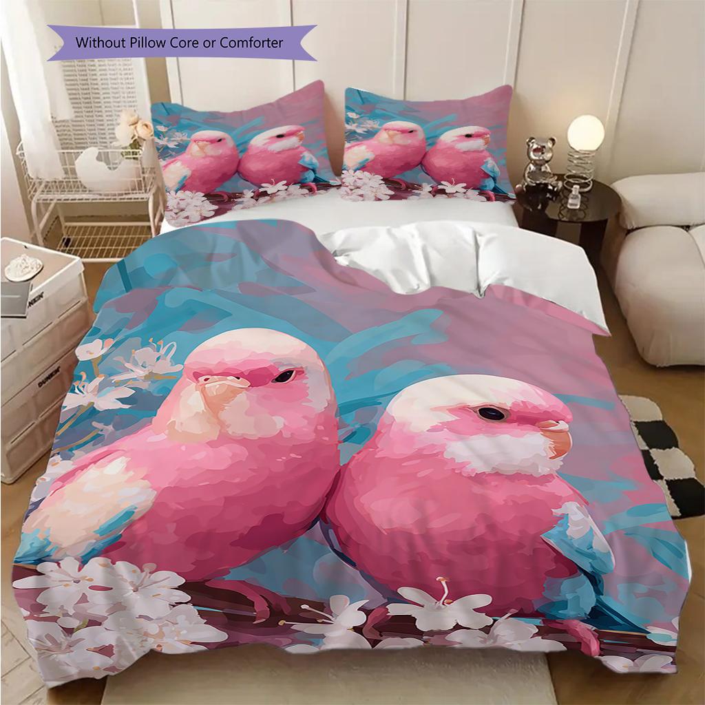Papageienmuster Bettwäsche Tagesdecke Set Bettbezug Kissenbezug Heimdekoration Geburtstagsgeschenk (1 Bettbezug + 2 Kissenbezüge, ohne Füllung)