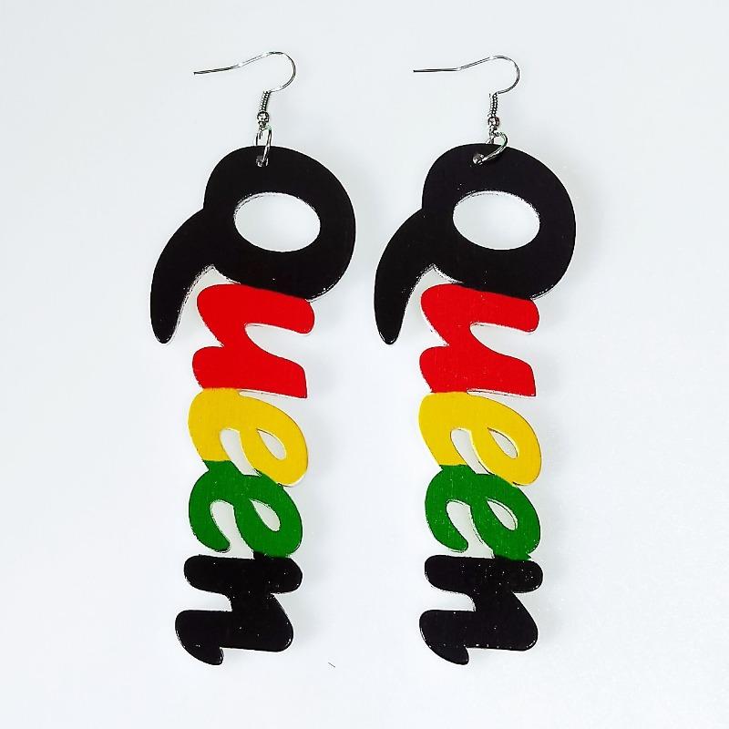 Letter-patterned Wooden Earrings, Fashionable Earrings and Earrings