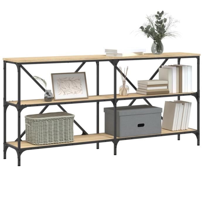 VidaXL Table console chêne sonoma 160x30x75cm bois d'ingénierie et fer 832849