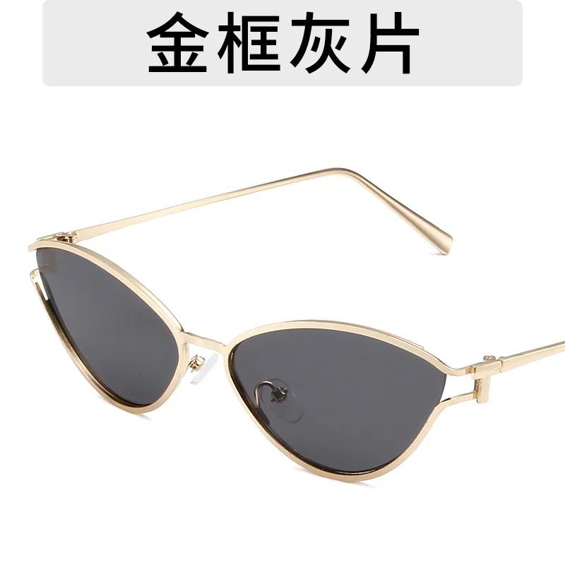 Fashionable Cat Eye Sunglasses Hollow Frame Design Metal Full Frame Glasses Sun Visors Personalized Stylish