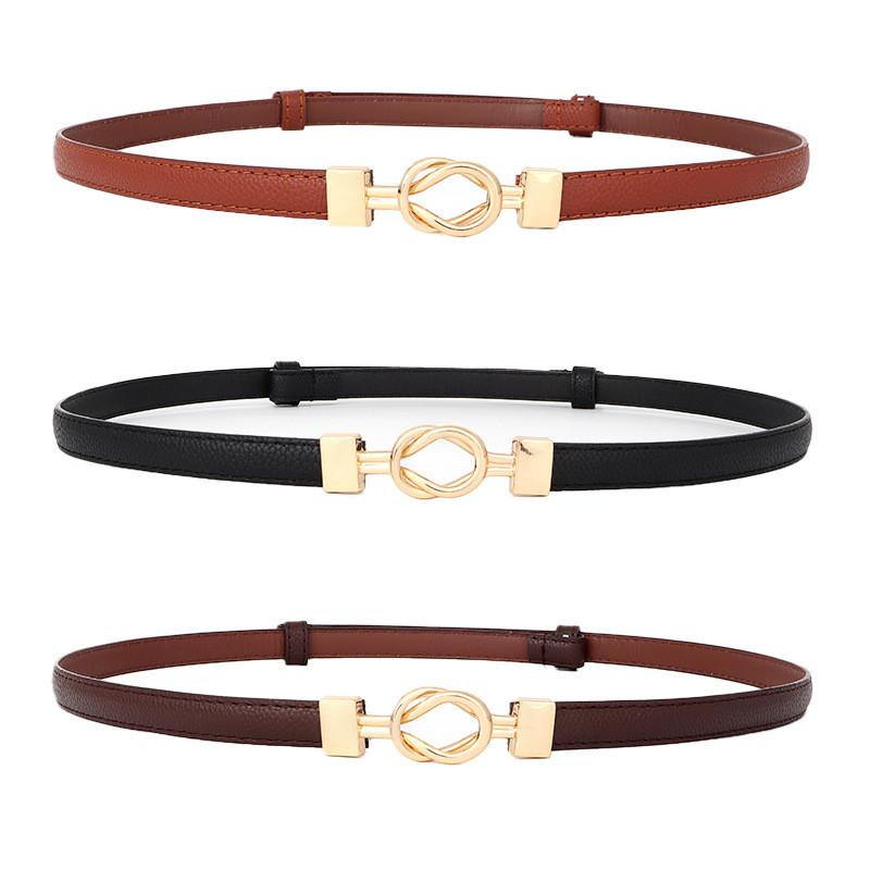 Leather Minimalist Pu Waist Belt With Metal Buckle For Office And Casual Dresses