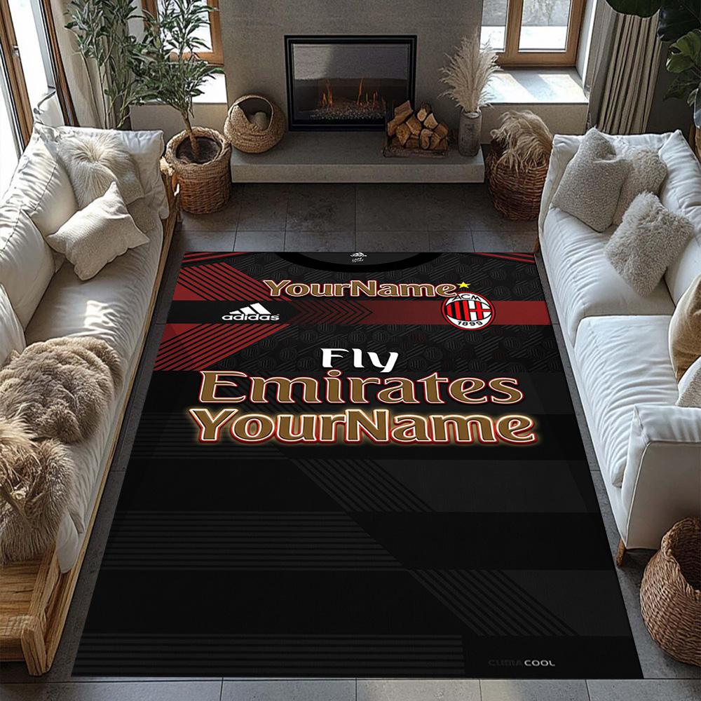 Ac Milan Customizable Name Floor Mat Suitable for Game Room Foyer Dormitory Dining Room Anti-slip Rug Decorate Offices
