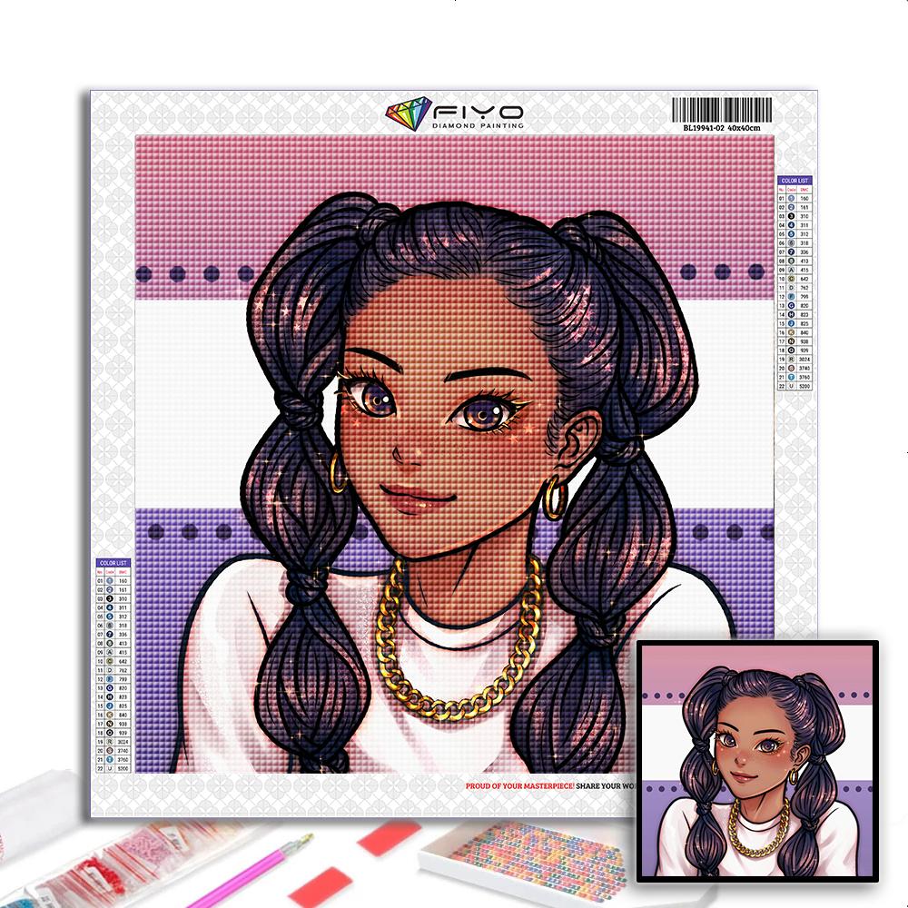 5D diamantmaleri Full diamant tegneserie jentebilde diamantmaleri Håndlaget diy-diamantmosaikkmaling Hjemdekorasjon