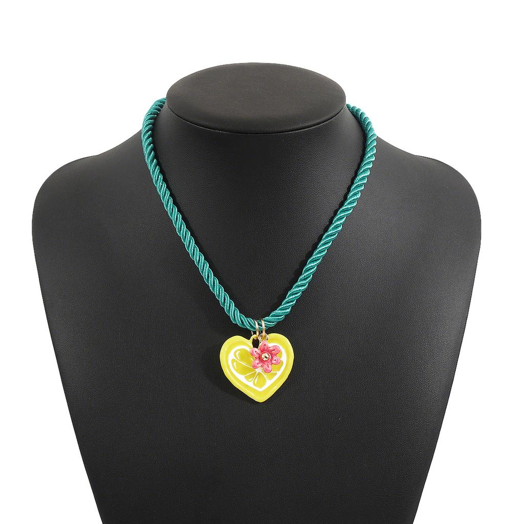 Summer Cute Flower Sun Love Pendant Necklace ZA Dopamine Multi Pendant Collarbone Chain