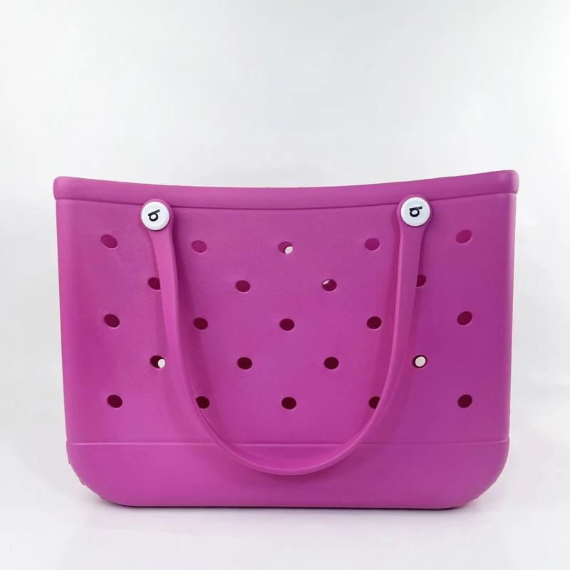 Durable Waterproof Beach Bag Storage Baskets Summer Rubber Tote Solid Color Jelly Beach Bags Sundries Organizer