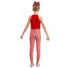 Girls Christmas Costume Sleeveless Striped Sequins Bodysuit Dance Gymnastics Jumpsuit Candy Cane