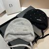 Light Luxury Rhinestone Min Rabbit Hair Knitted Hat Winter Outdoor Double-Layer Thermal Ear Protection Hat Celebrity Style Bag Head Hat