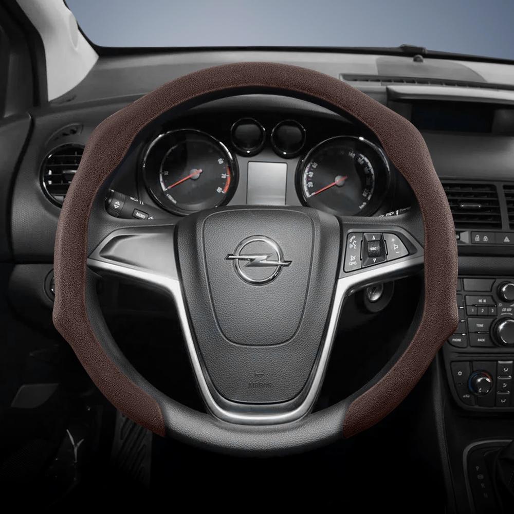 Convient pour Opel Housse de Volant Premium en Daim à Clipser, Antidérapante et Durable, Volant Rond et en Forme de D Disponibles