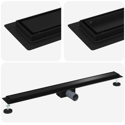 2 In 1 Shower Drain Black 100 Cm Stainless Steel 304