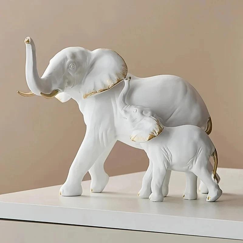 1 coppia Decorazione Moderna Creativa Animali Resina Elefante Statue e Figurine Scultura Soggiorno Ornamenti da Tavolo Artigianato