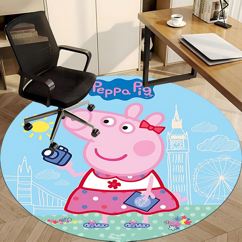 1 Stück Peppa Wutz Stuhlteppich für das Büro, Rutschfest, Weicher und Langlebiger Büroteppich für die Innendekoration