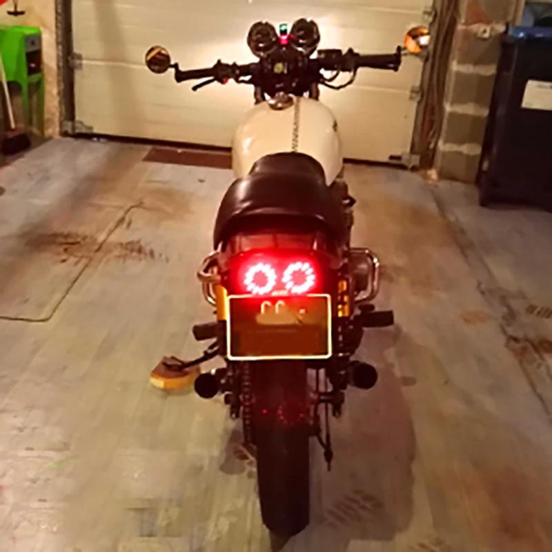 Motorcycle LED Tail Light Integrated Brake Turn Signal With License Plate Bracket For Honda Yamaha Universal 12V Rear Light
