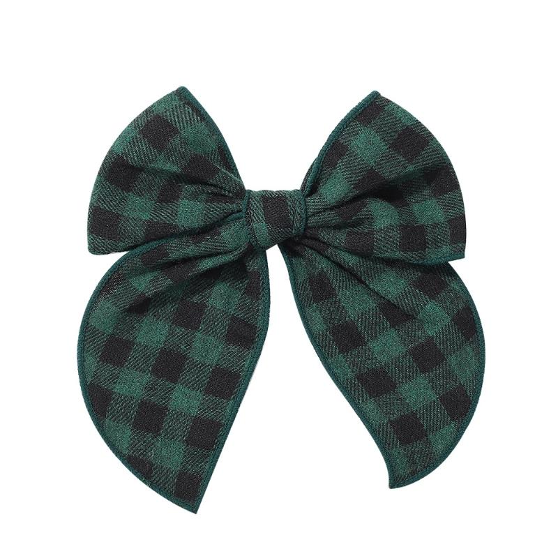 

Girls Bow Hair Clips for Christmas Hair Accessories Kids Side Clip Plaid Print Sailor Bows Cotton Hairpin Barrettes Child Headwear