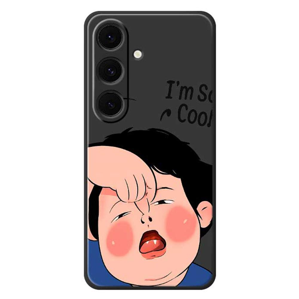 For Samsung Galaxy S24 FE Case Make Faces Kid Pattern Printing Straight Edge TPU Phone Back Cover