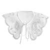 Women Detachable Mesh False Collar Shawl Wrap with Sequins Fairycore Embroidery Flower White Neckline Tie Front Capelet