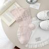 1 Pair Ballet Style Double Layer Black Fungus Edge Socks Summer Thin Mesh Breathable Japanese Style Series Girls Pile Socks
