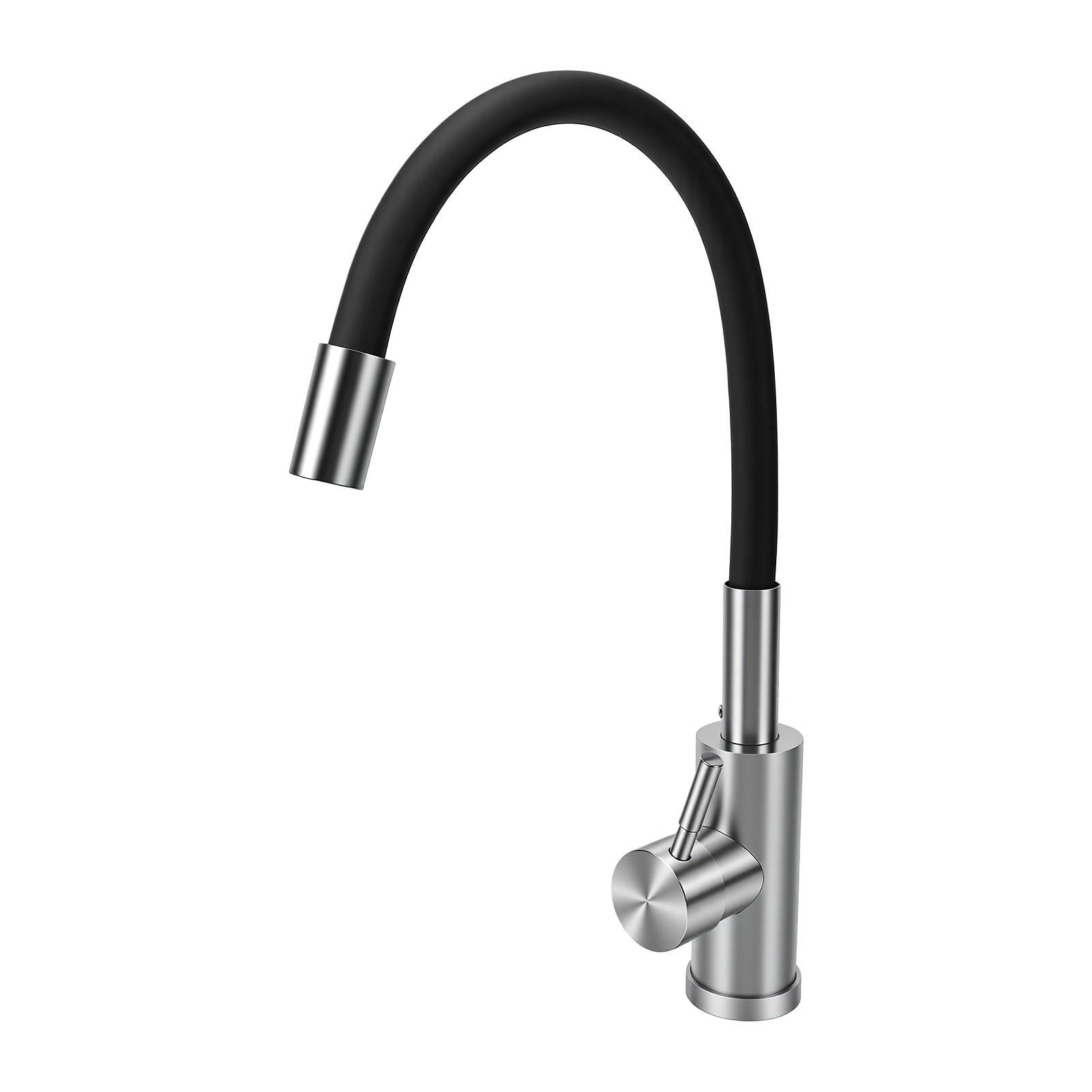 Robinet d'Évier de Cuisine Universel Pivotant à Poignée Unique en Acier Inoxydable pour Lavabo Évier Nettoyage