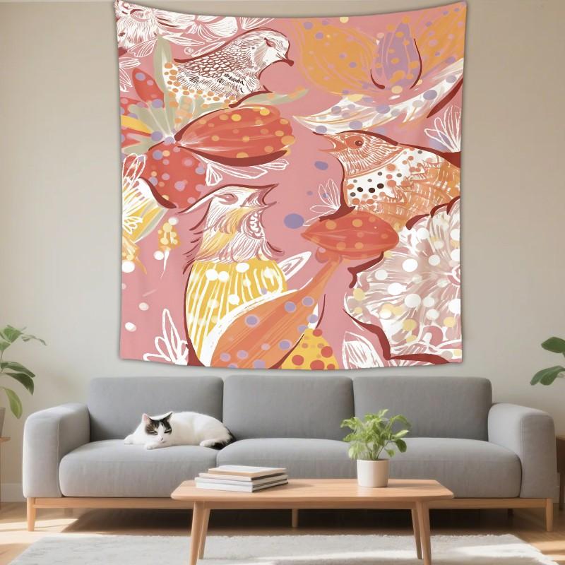 Boho Chic Wall Tapestry With Moon Phase Floral Starry Sky Design Bedroom Yoga Studio Decor