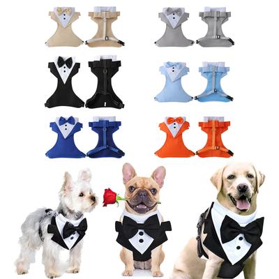 Adjustable Dog Harness With Bow Tie Tuxedo Design Reflective Straps For Small Medium Large Dogs