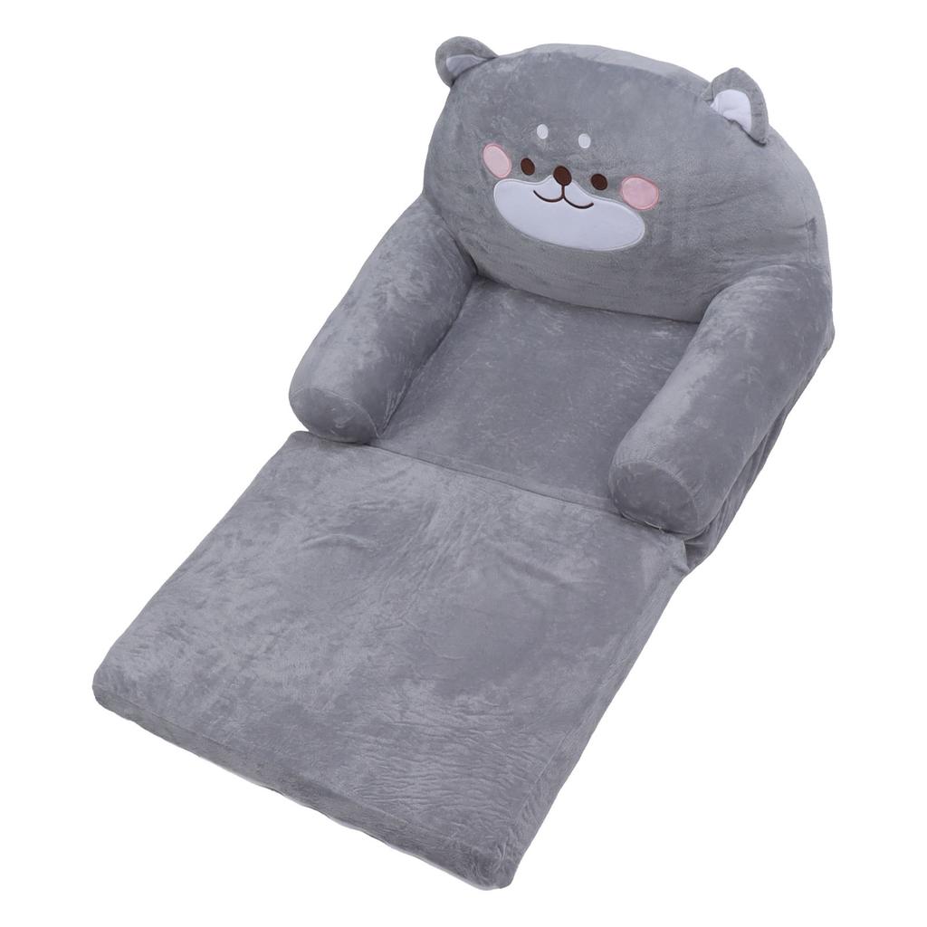 Kids Sofa Cartoon Gray Dog Style Foldable Wide Handle Soft Breathable Toddler Chair for Reading Relaxing Sleeping