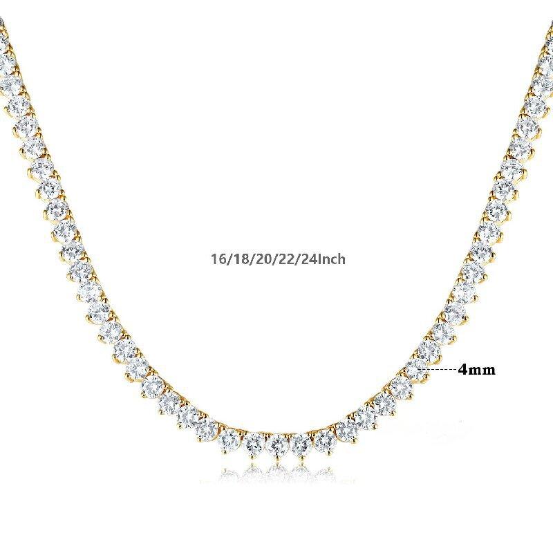 A three-claw tennis necklace 4mm hip-hop copper inlaid zircon light luxury, Europe and the United States, the trend of necklace decoration